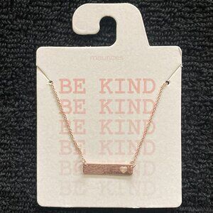 Brand New Dainty Rose Gold Bar Necklace with Heart Cutout